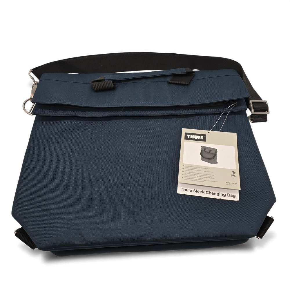 Thule Sleek Changing Bag Blue 17x13x5" Diaper Bag w/ Mat & Stroller Straps‎